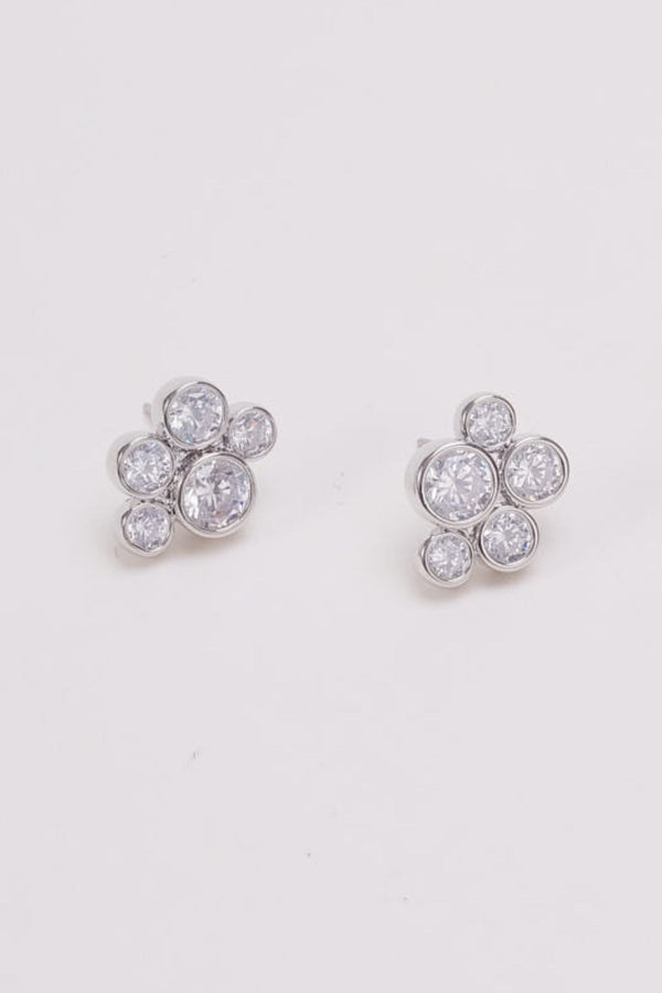 Carraig Donn Diamante Cluster Silver Stud Earrings