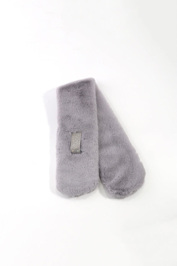 Carraig Donn Diamante Detail Grey Faux Fur Scarf