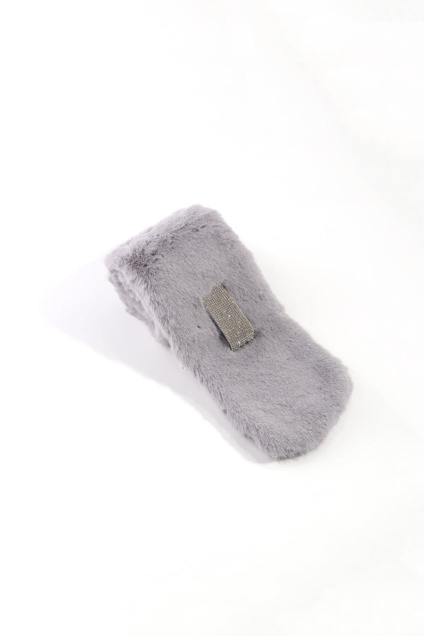 Carraig Donn Diamante Detail Grey Faux Fur Scarf