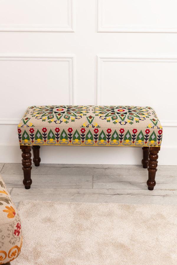 carraig donn Eclectic Embroidered Bench