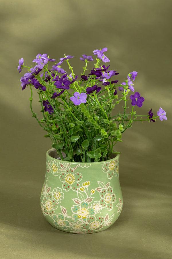 carraig donn Eclectic Green Flower Pot