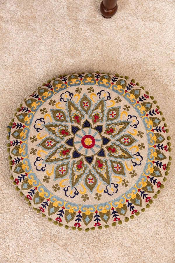 carraig donn Eclectic Round Embroidered Cushion