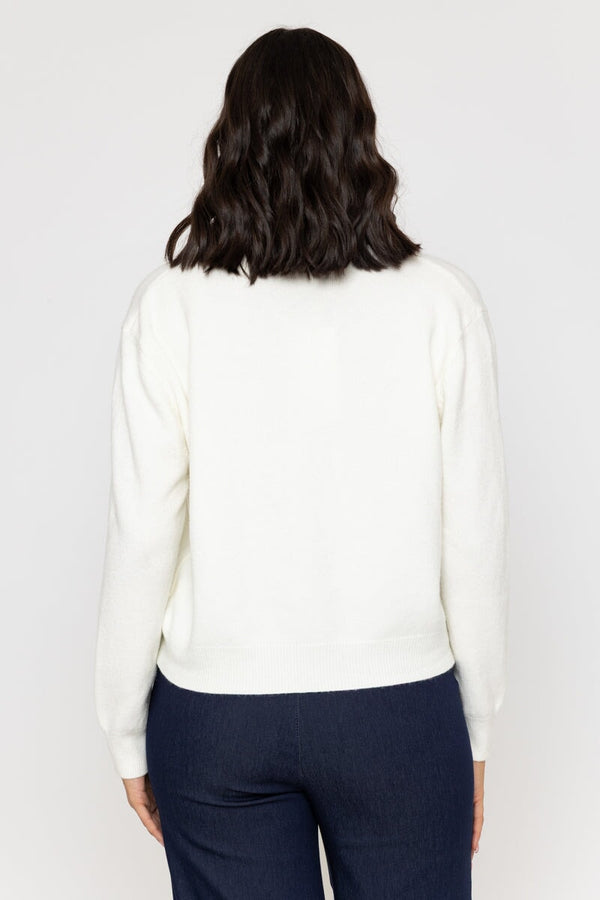 Carraig Donn Ecru V-Neck Knitted Cardigan