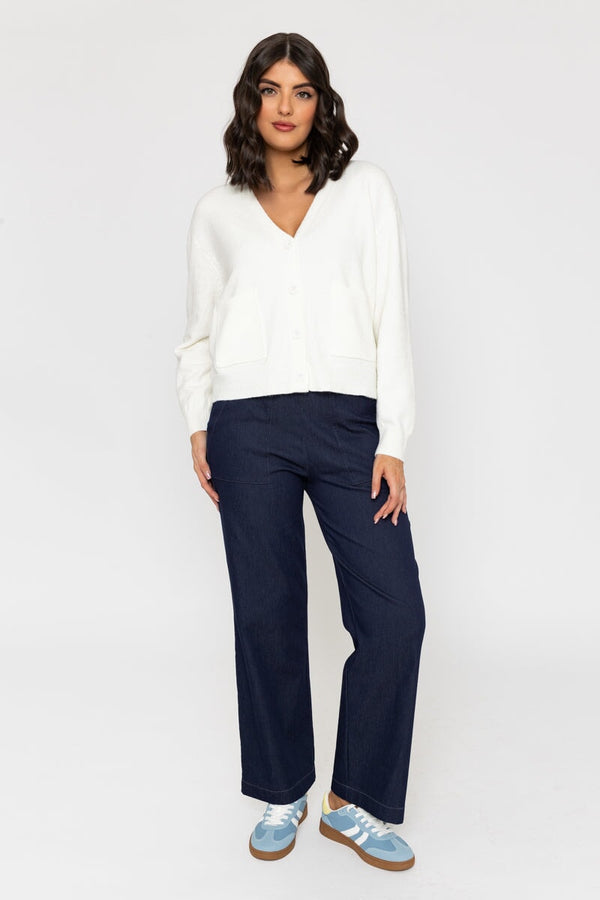 Carraig Donn Ecru V-Neck Knitted Cardigan