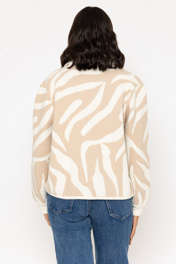 Carraig Donn Ecru Zebra Print Knitted Cardigan
