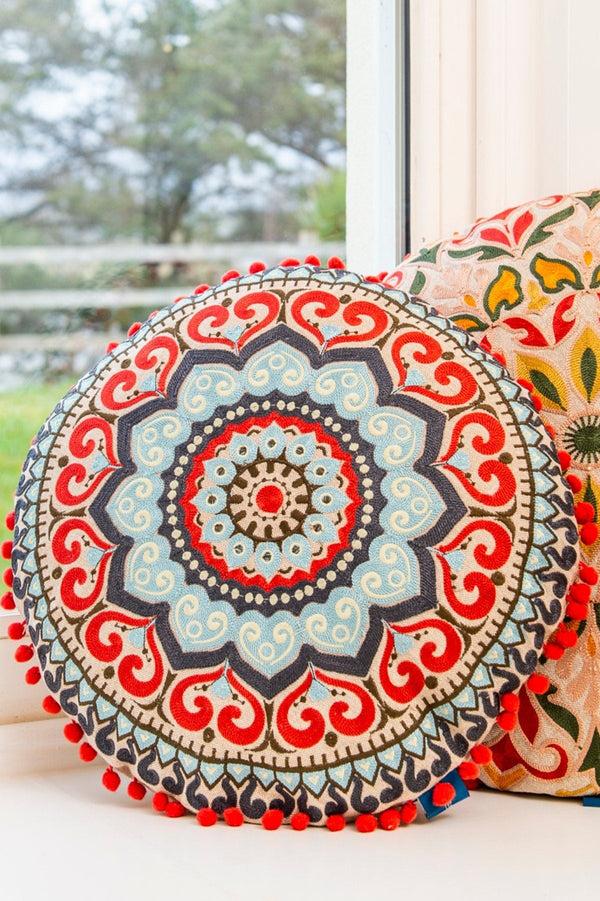Carraig Donn Elana Round Embroidered Cushion
