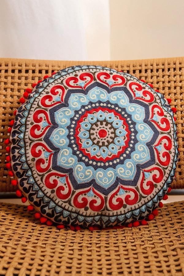 carraig donn Elana Round Embroidered Cushion