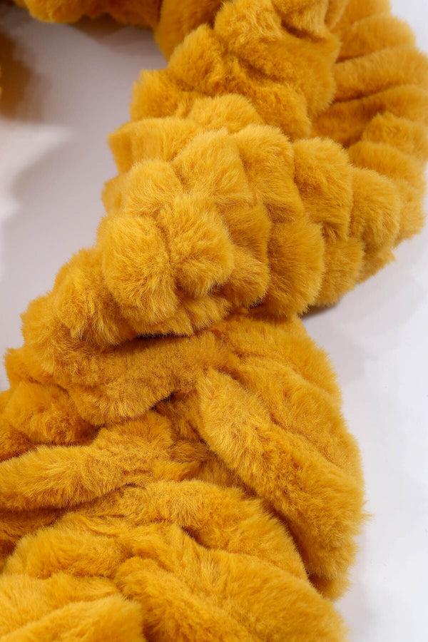 Carraig Donn Elastic Mustard Faux Fur Scarf