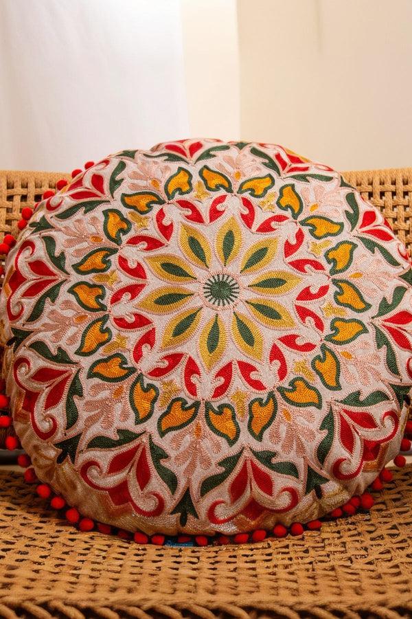 Carraig Donn Ella Embroidered Round Cushion 50cm