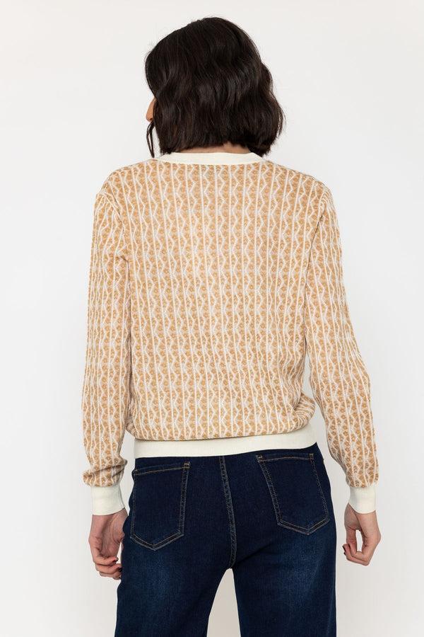 Carraig Donn Embossed Knit Cardigan In Camel