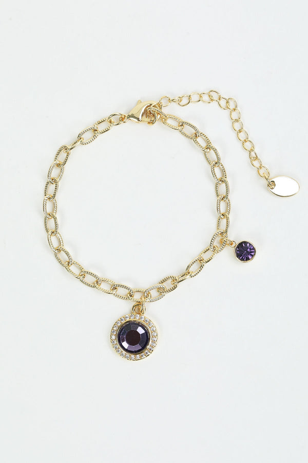 carraig donn February Birthstone Charm Bracelet