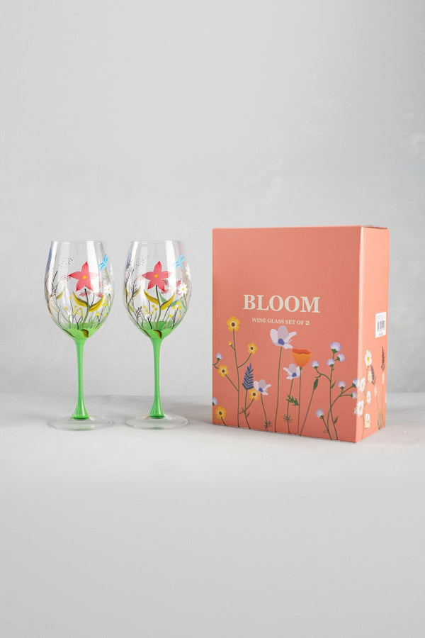 carraig donn Floral Bloom Wine Glass Set Of 2