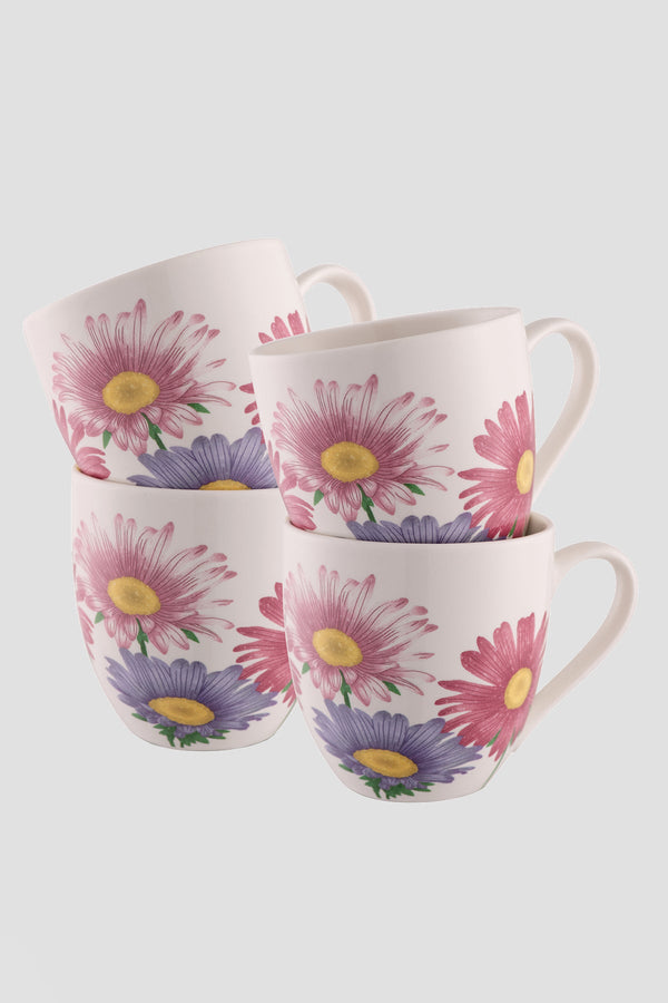 carraig donn Floral Ceramic 4 Piece Mug Set