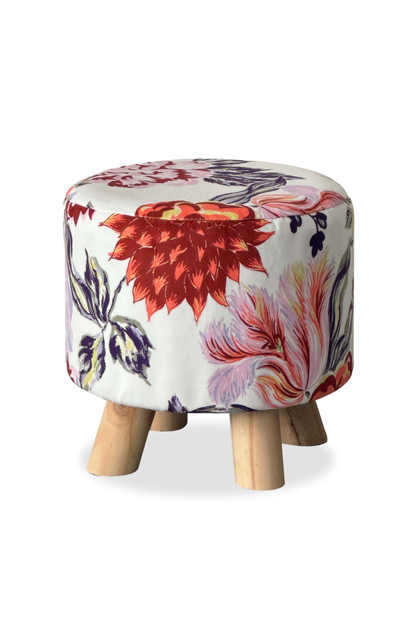 carraig donn Floral Velour Footstool