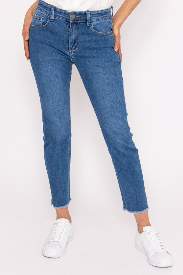 Carraig Donn Frayed Hem Jeans In Denim