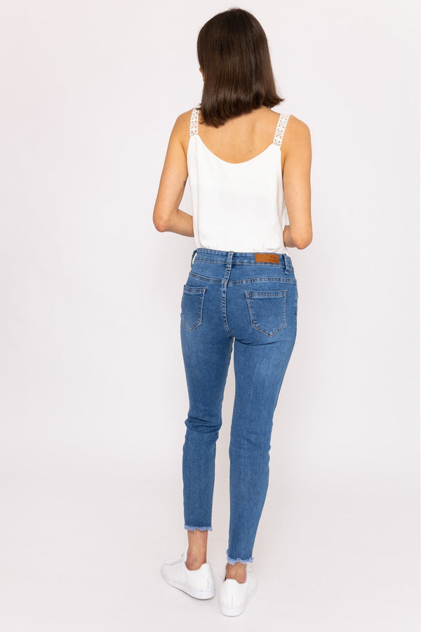 Carraig Donn Frayed Hem Jeans In Denim