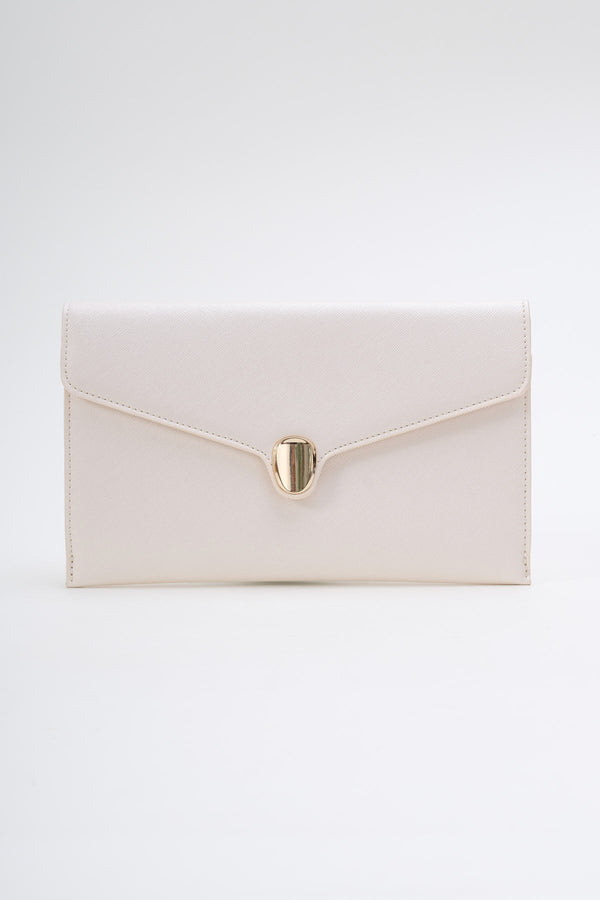 Carraig Donn Front Clasp Clutch Bag In White