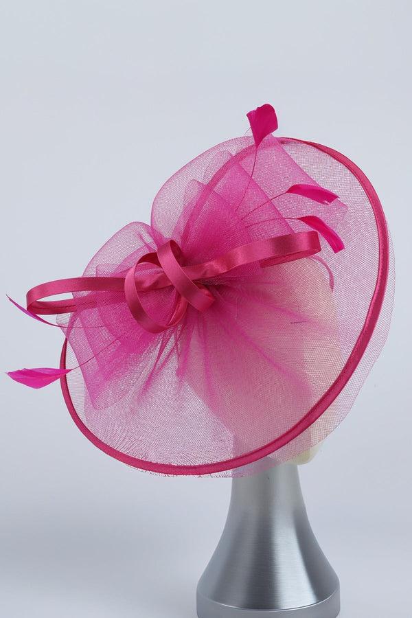 carraig donn Fuchsia Pink Feather & Bow Fascinator