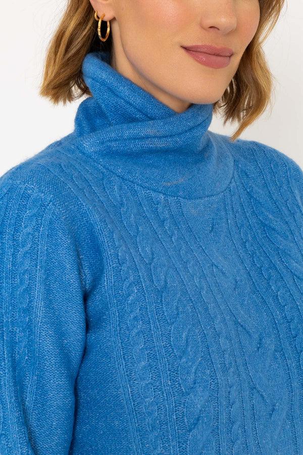 Carraig Donn Funnel Neck Knit Jumper In Blue