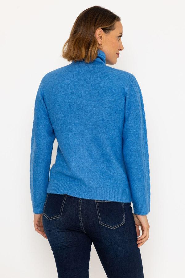 Carraig Donn Funnel Neck Knit Jumper In Blue