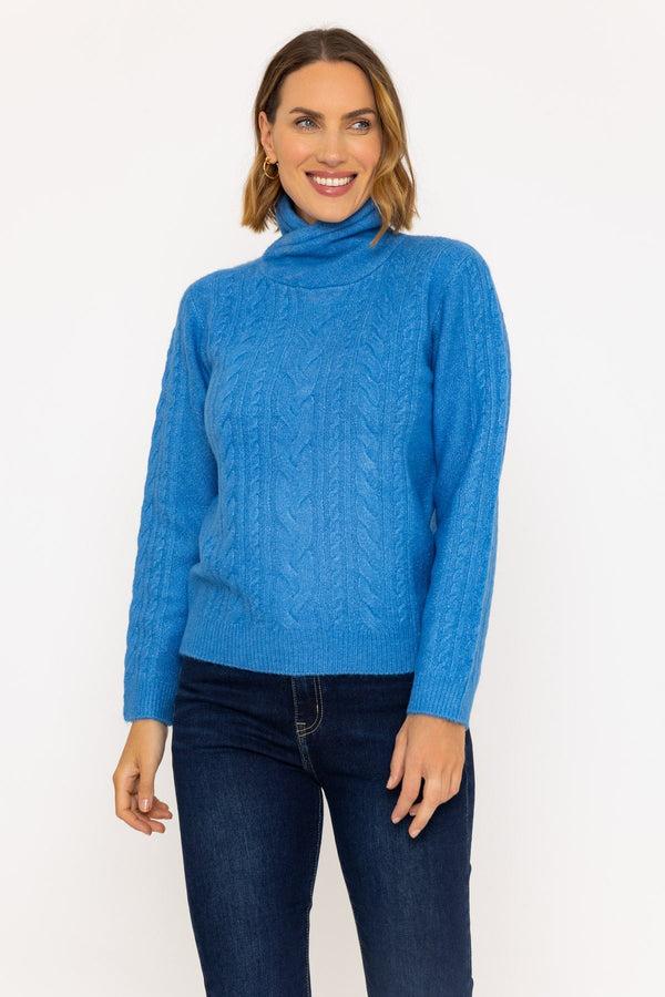 carraig donn Funnel Neck Knit Jumper in Blue