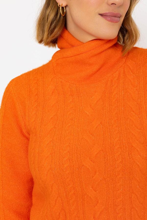 Carraig Donn Funnel Neck Knit Jumper In Orange