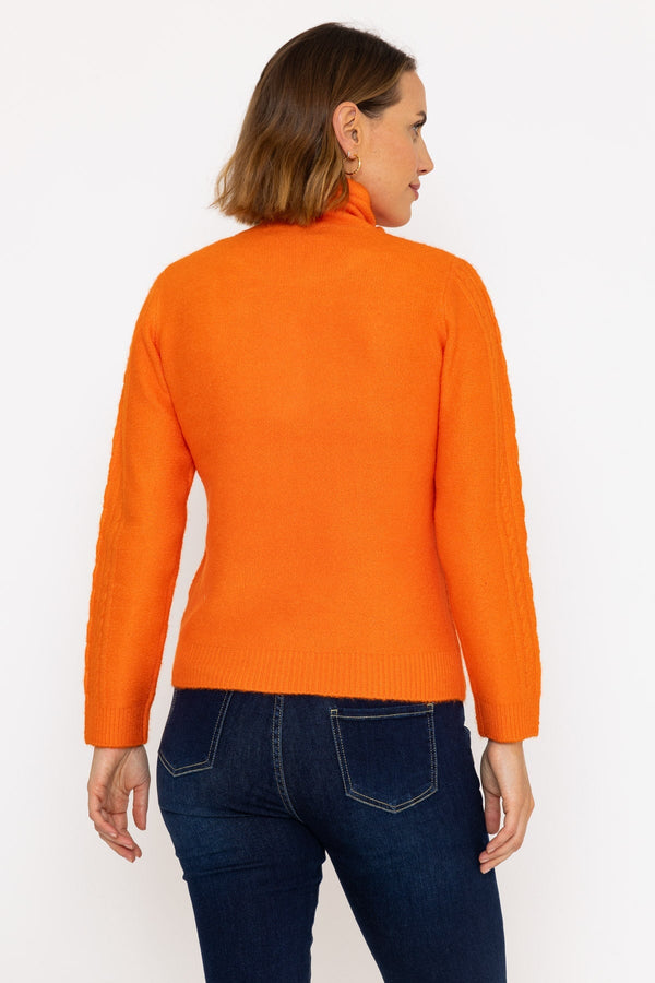 Carraig Donn Funnel Neck Knit Jumper In Orange