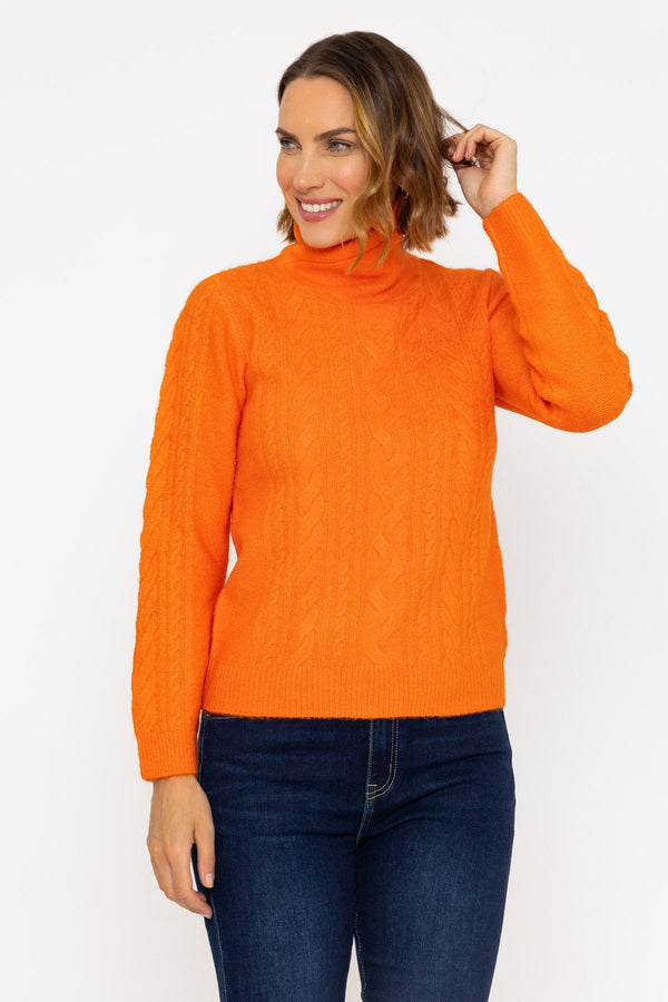 carraig donn Funnel Neck Knit Jumper in Orange