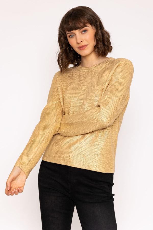 carraig donn Gold Basket Stitch Knit Jumper