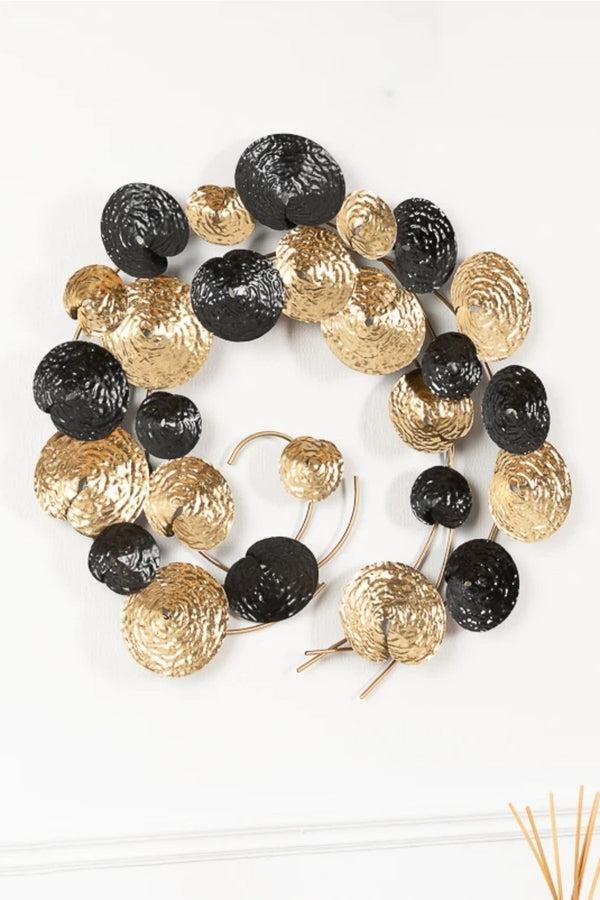 carraig donn Gold & Black Lotus Metal Wall Art