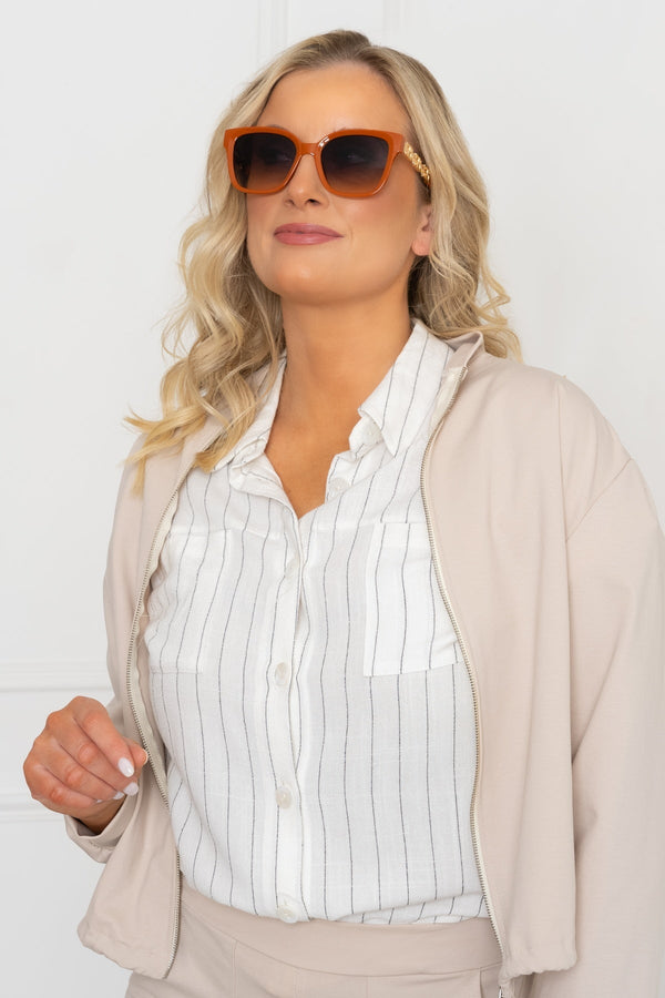 Carraig Donn Gold Chain Detail Brown Sunglasses