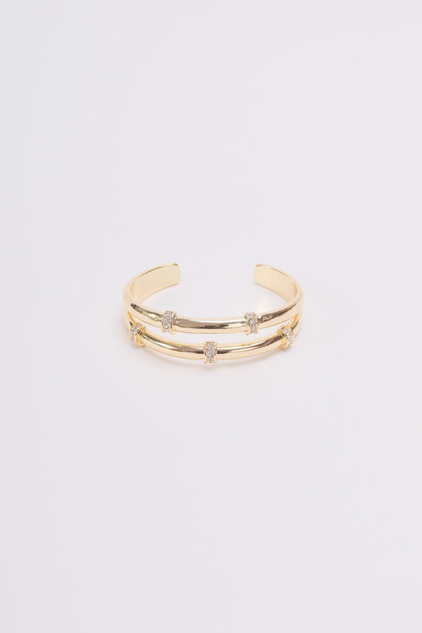carraig donn Gold & Diamante Double Bangle