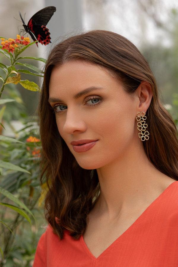carraig donn Gold Flower Drop Earrings