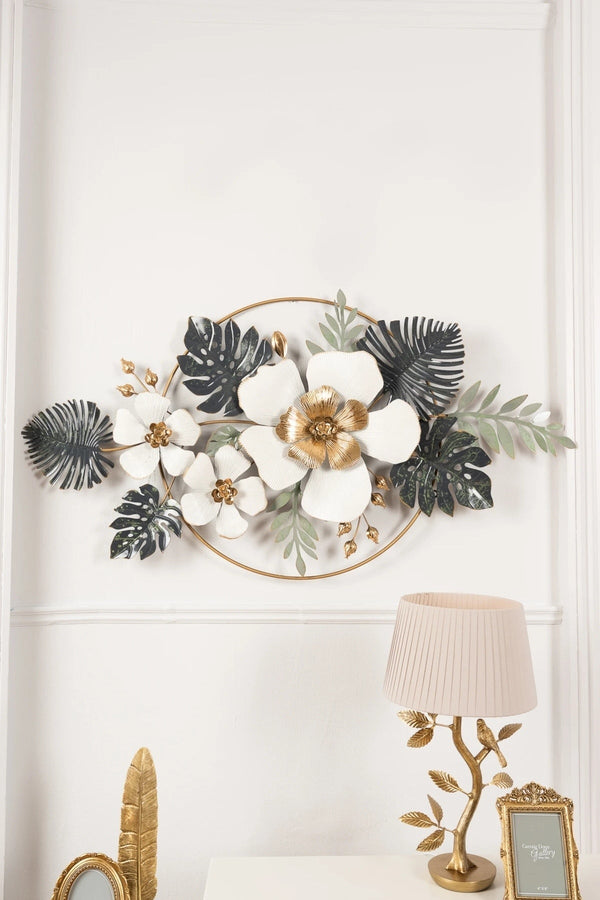 carraig donn Gold & Green Floral Metal Wall Art