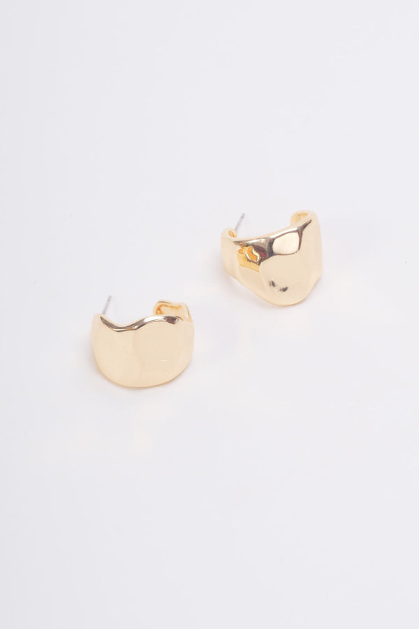 carraig donn Gold Hammer Effect Hoop Earrings
