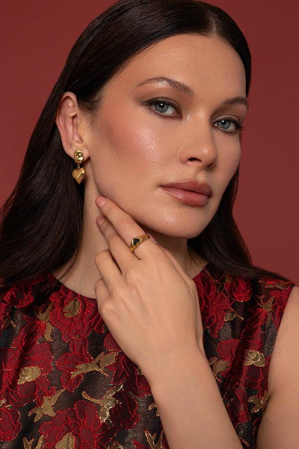 Carraig Donn Gold Heart Drop Earrings