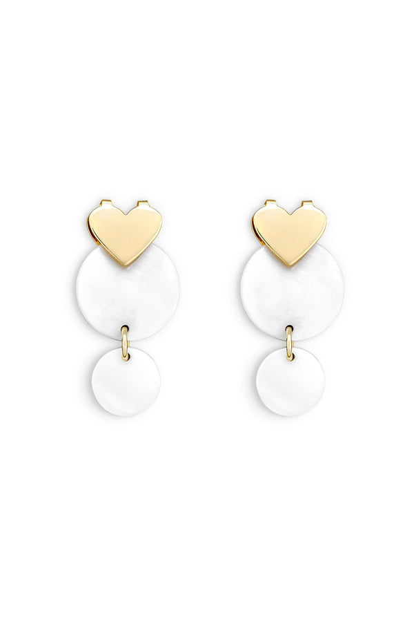 Carraig Donn Gold Heart White Shell Drop Earrings
