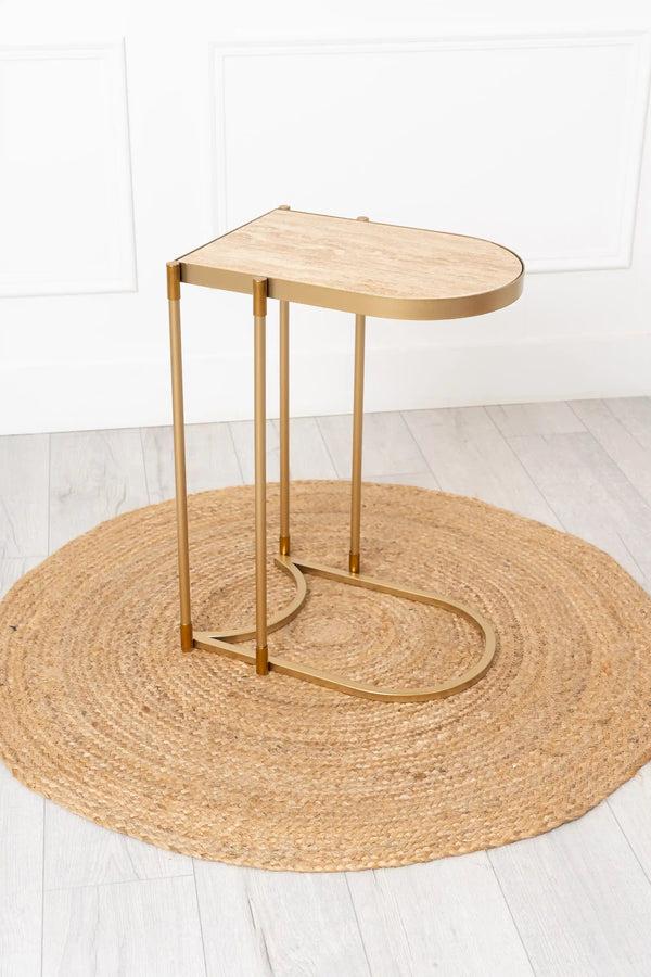 Carraig Donn Gold Metal C-Shaped Sofa Table