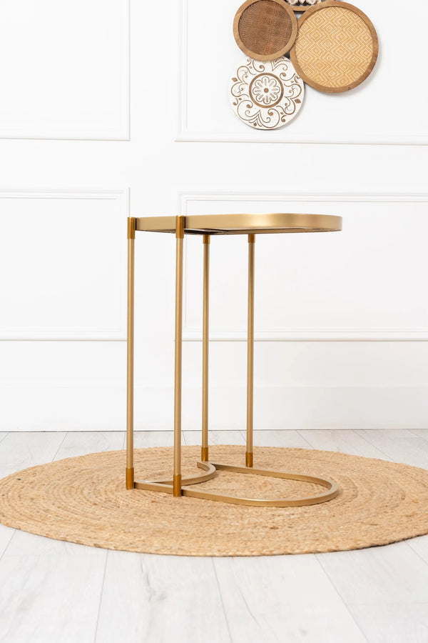 Carraig Donn Gold Metal C-Shaped Sofa Table