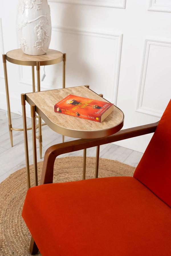 Carraig Donn Gold Metal C-Shaped Sofa Table