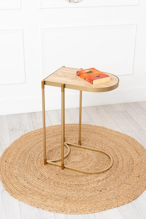 carraig donn Gold Metal C-Shaped Sofa Table