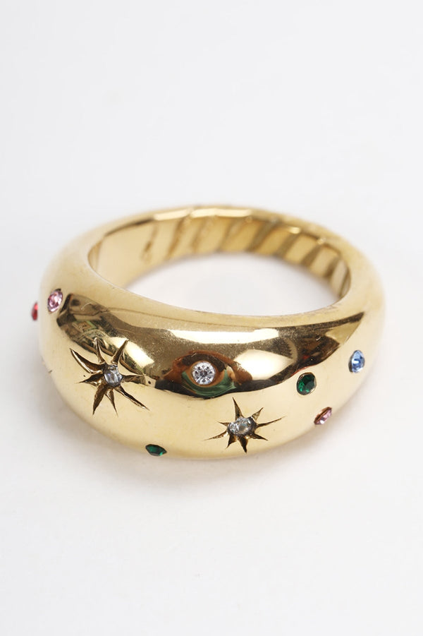 Carraig Donn Gold Multicolour Stones Ring Size 8