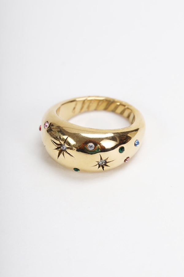 carraig donn Gold Multicolour Stones Ring Size 8
