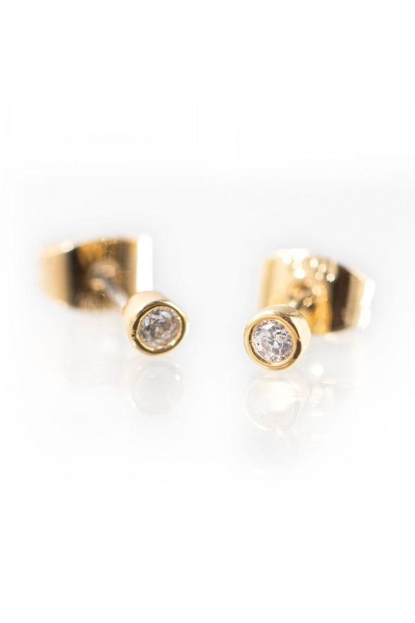 carraig donn Gold Plated Bezel Set Petite Earrings