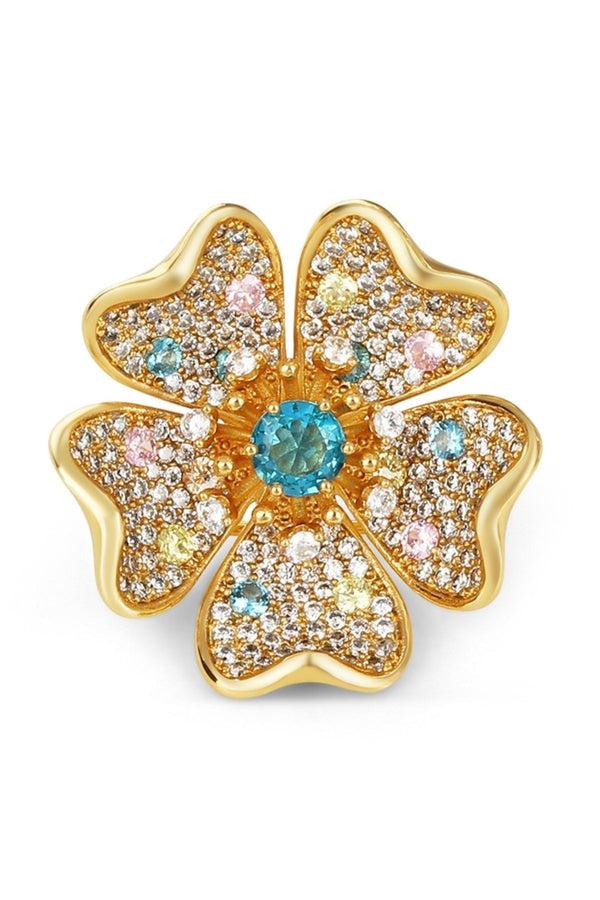 Carraig Donn Gold Plated Floral Coloured CZ Brooch
