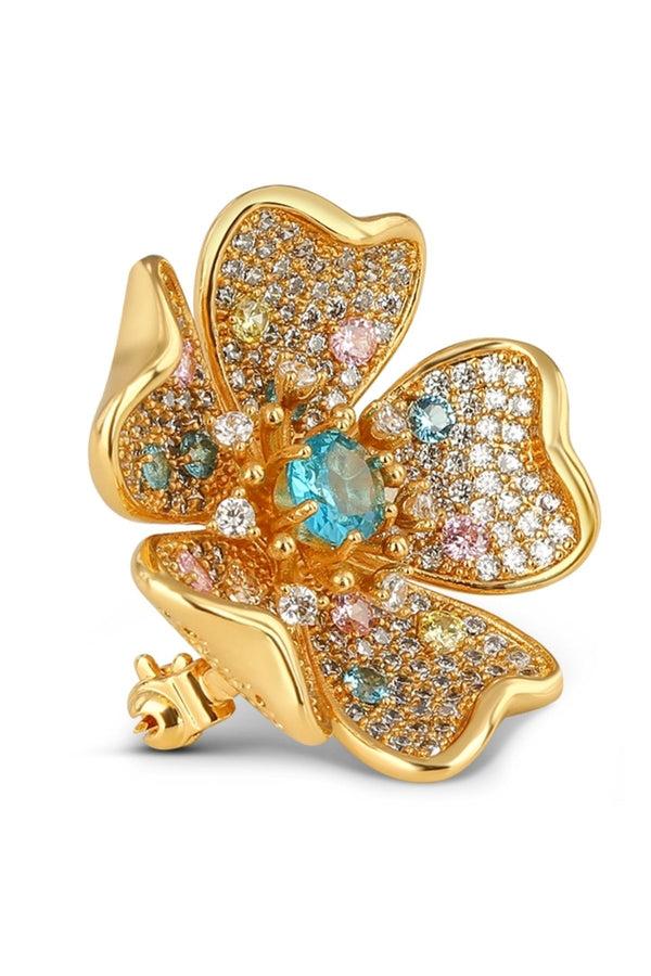 Carraig Donn Gold Plated Floral Coloured CZ Brooch