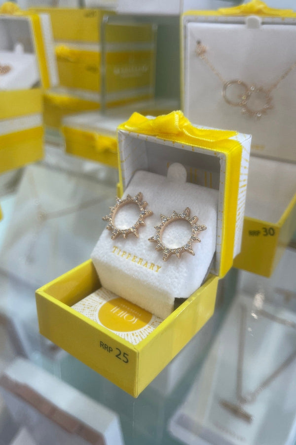 Carraig Donn Gold Soleil Open Sun CZ Earrings