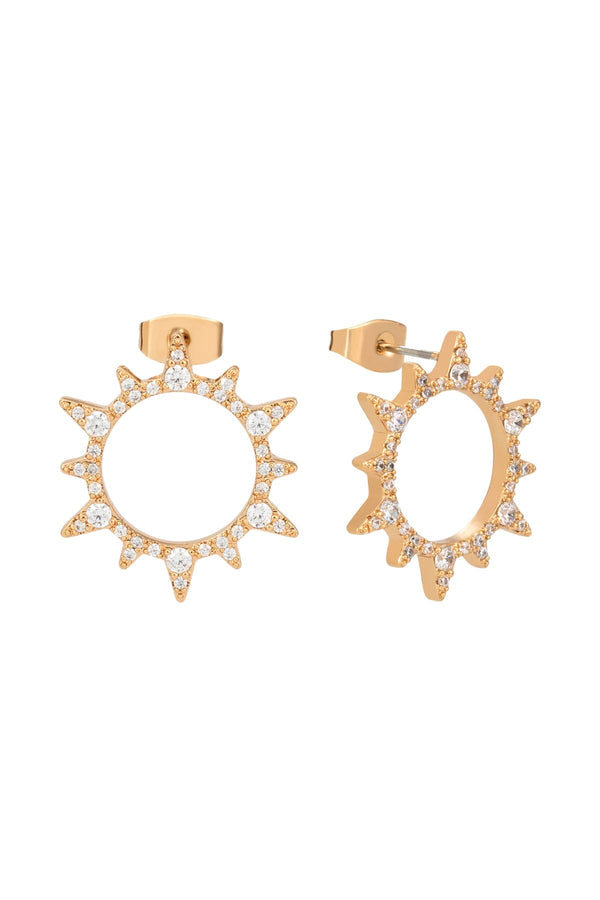 carraig donn Gold Soleil Open Sun CZ Earrings