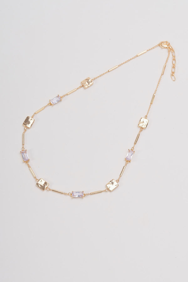 carraig donn Gold Square Crystal Necklace