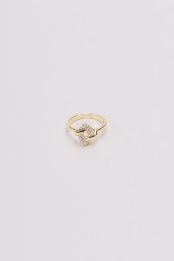 carraig donn Gold Square Knot Ring - Size 8